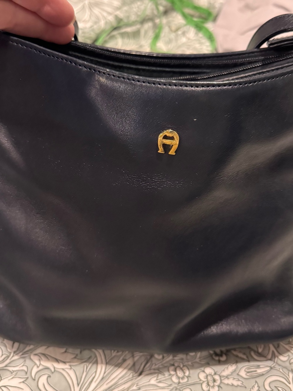 Etienne Aigner Navy  Leather Shoulder Bag; very nice! Vintage.